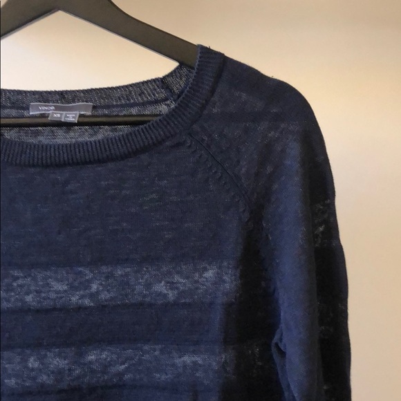 New Vince linen striped see through sheer pullover - Picture 6 of 11